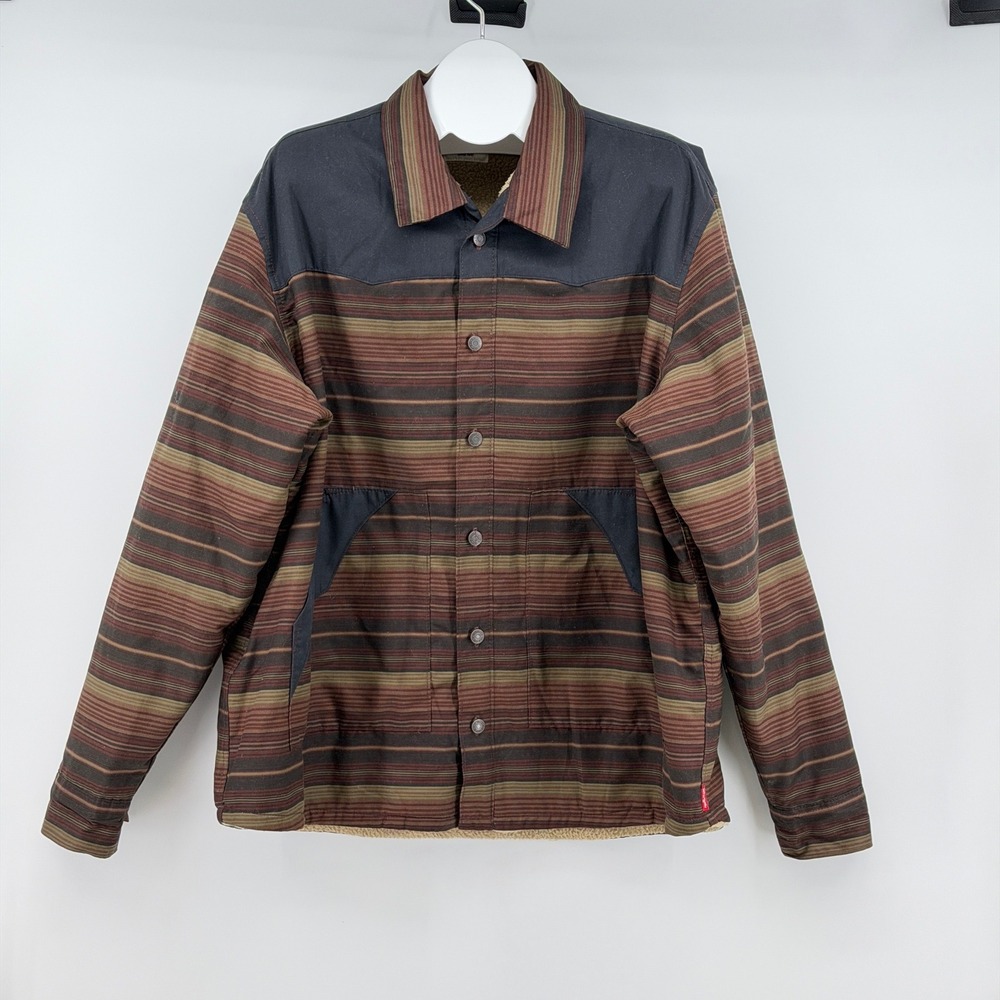 Wrangler Aztec Sherpa Lined Jacket Mens 2XL Pockets Buttons Striped Collar